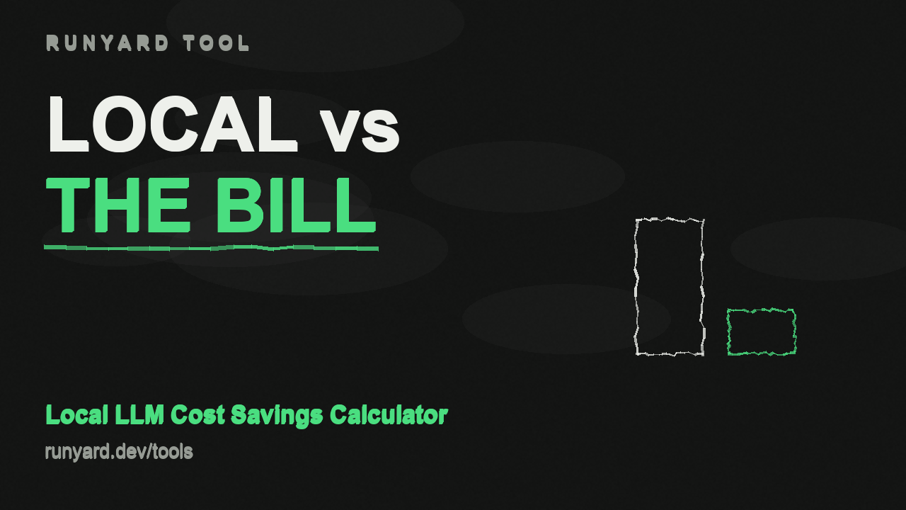 Local LLM Cost Savings Calculator — Runyard tool